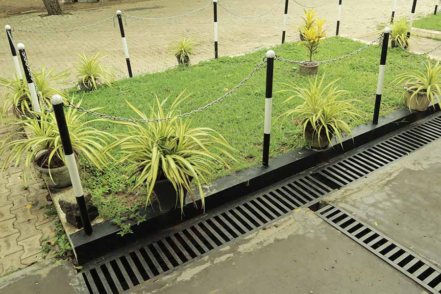 Yard drainage work in progress