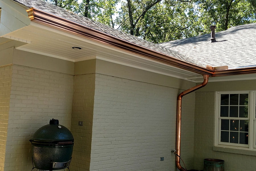 Copper gutter installation completed